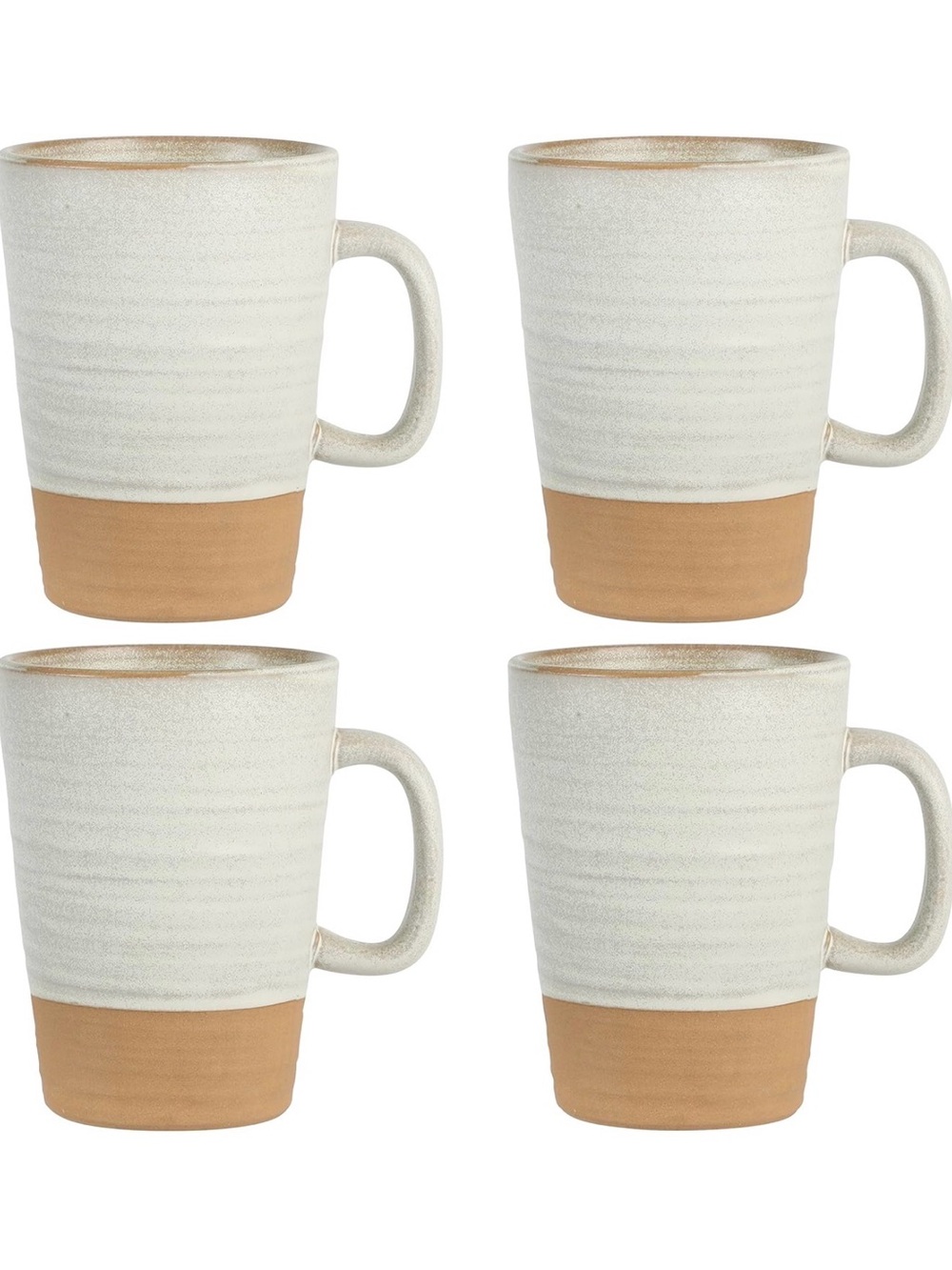 4-Pack Cream and Tan Ceramic Mugs - Stoneware Coffee Cups